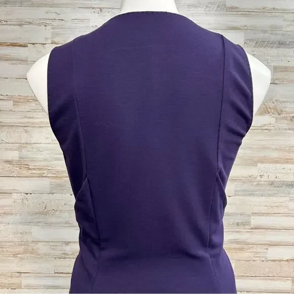 Elie Tahari Sleeveless Stretch Knit Sheath Dress Size S Purple Plum V-Neck - Picture 9 of 15